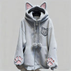 Thicked Women Jackets Cute Cat Ear Hooded Long Sleeve Punk Outerwear Fashion Casual Warm Coats 2025 Ropa Mujer Japanese Y2k Tops