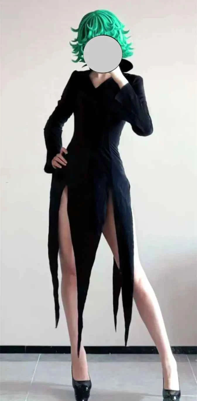 US Size Women's Anime Tatsumaki Cosplay Black Skirt Party Outfit Halloween Costume