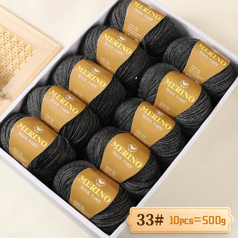 500g of High-Quality 212 Medium-Fine Alpaca Wool Yarn, Suitable for Knitting Sweaters, Scarves, and Hats, 10 Skeins/Pack