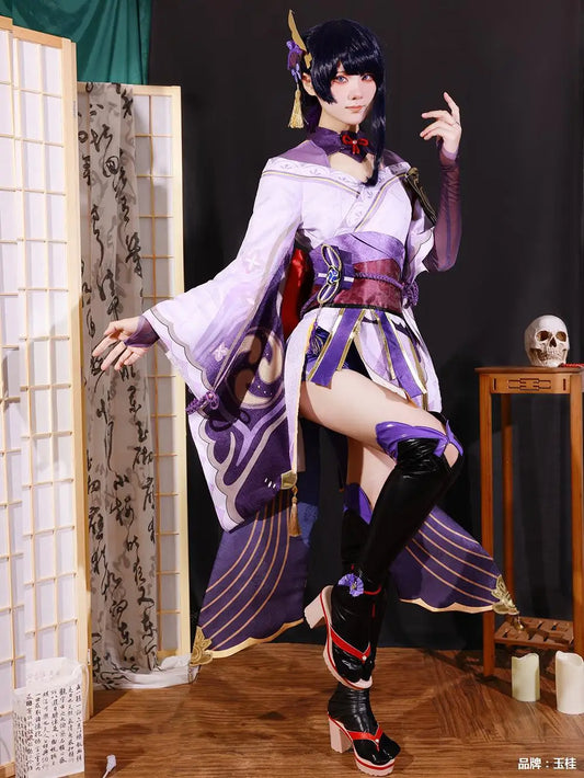 Raiden Shogun Cosplay Costume and Wig Set for Women - Game Character Outfit