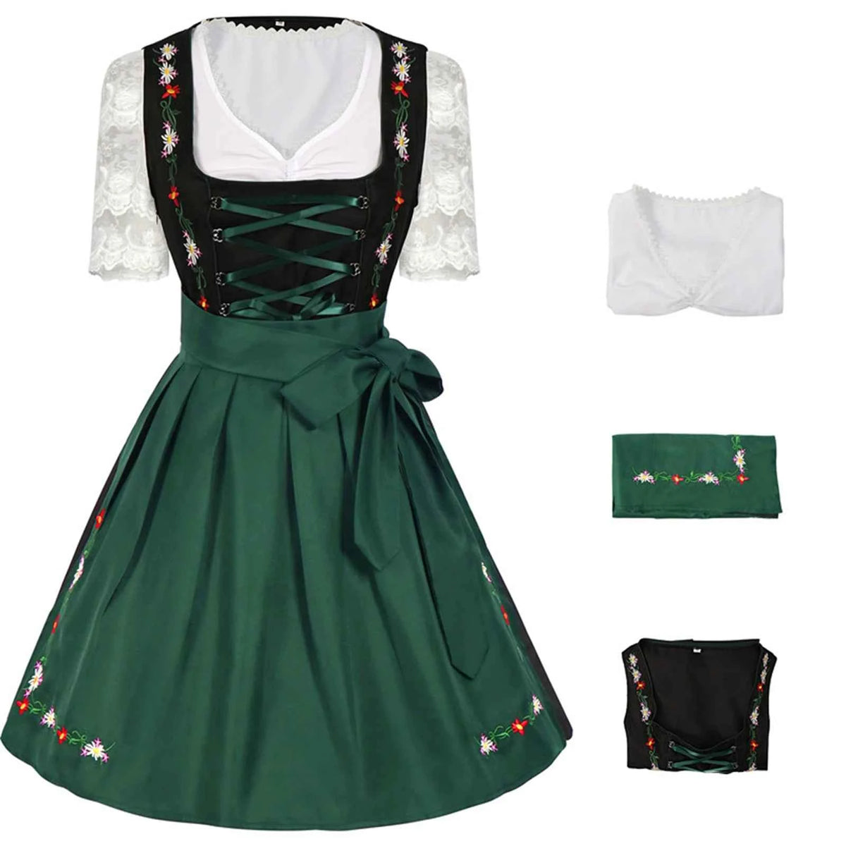 Women Oktoberfest Dirndl Dress Traditional Bavarian Beer Maid Outfit Munich Festival Carnival Halloween Cosplay Costume