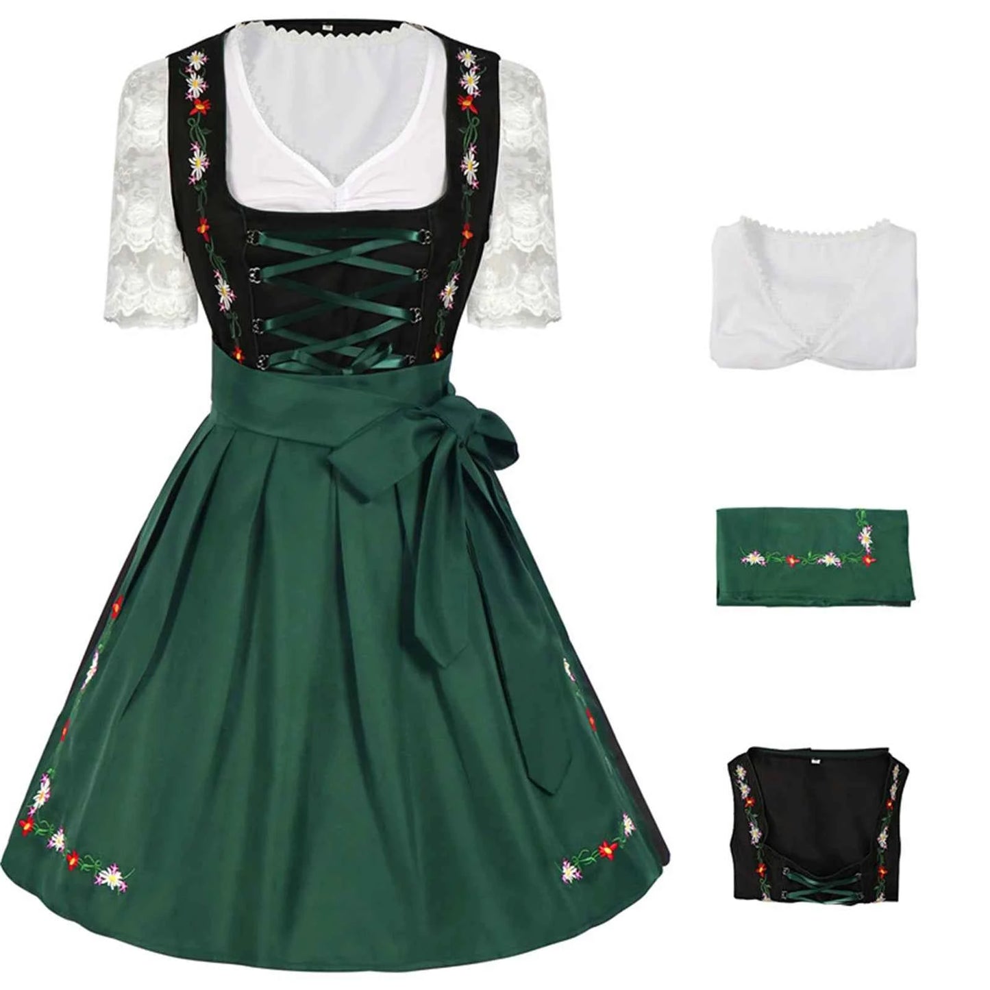 Women Oktoberfest Dirndl Dress Traditional Bavarian Beer Maid Outfit Munich Festival Carnival Halloween Cosplay Costume