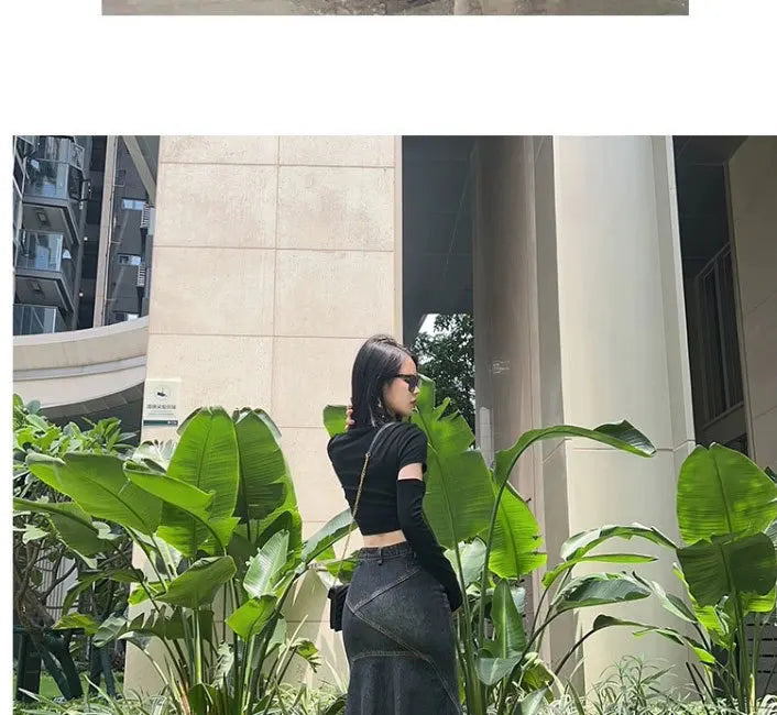 Maxi Skirt Women Casual Mermaid Streatwear High Waist Zipper Denim Skirts Y2k Streetwear Loose Long Mom Jeans Ankle Lenth Summer - SS69