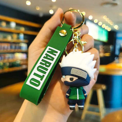 Anime Naruto Keychain Fashion Jewelry Cartoon Figure 7CM PVC Keyring Uzumaki Kakashi Action Figures for Men Women Bag Pendant