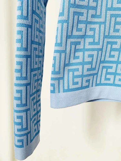 HIGH STREET Newest 2025 Designer Fashion Women's Geometric Monogram Jacquard Knit Pullover Sweater