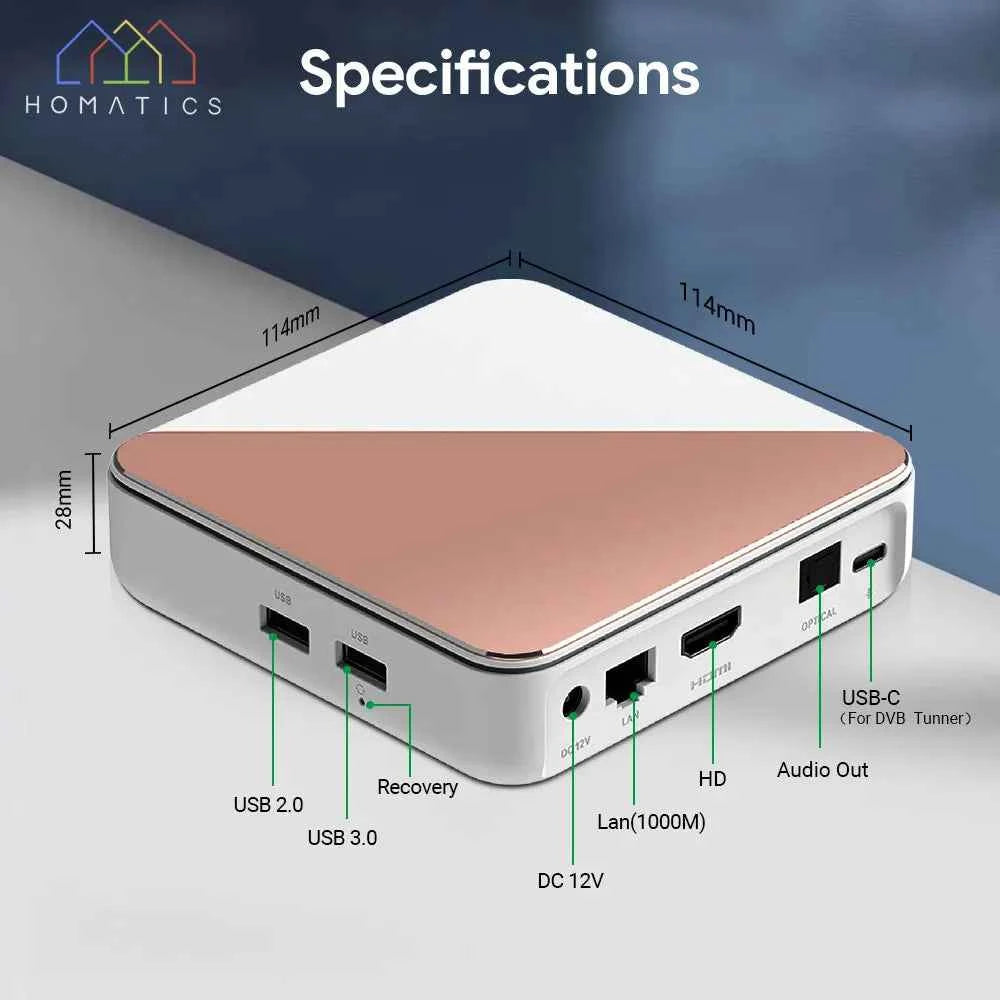 HOMATICS Box R 4K Plus TV Box AndroidTV 14 Netflix Google Certified Amlogic S905X4 4G32G Support DTS Dolby Audio AV1 Wifi6 BT5.0