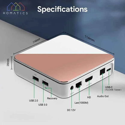 HOMATICS Box R 4K Plus TV Box AndroidTV 14 Netflix Google Certified Amlogic S905X4 4G32G Support DTS Dolby Audio AV1 Wifi6 BT5.0