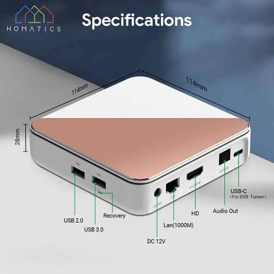 HOMATICS Box R 4K Plus TV Box AndroidTV 14 Netflix Google Certified Amlogic S905X4 4G32G Support DTS Dolby Audio AV1 Wifi6 BT5.0