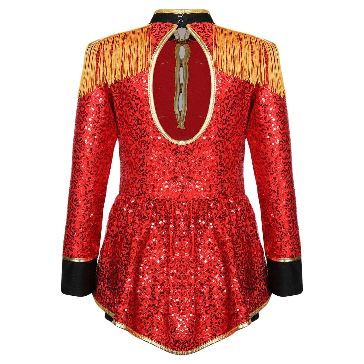 Moggemol Girls Sequin Ringmaster Bodysuit Long Sleeve Circus Costume