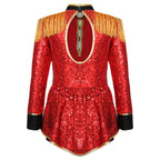 Moggemol Girls Sequin Ringmaster Bodysuit Long Sleeve Costume