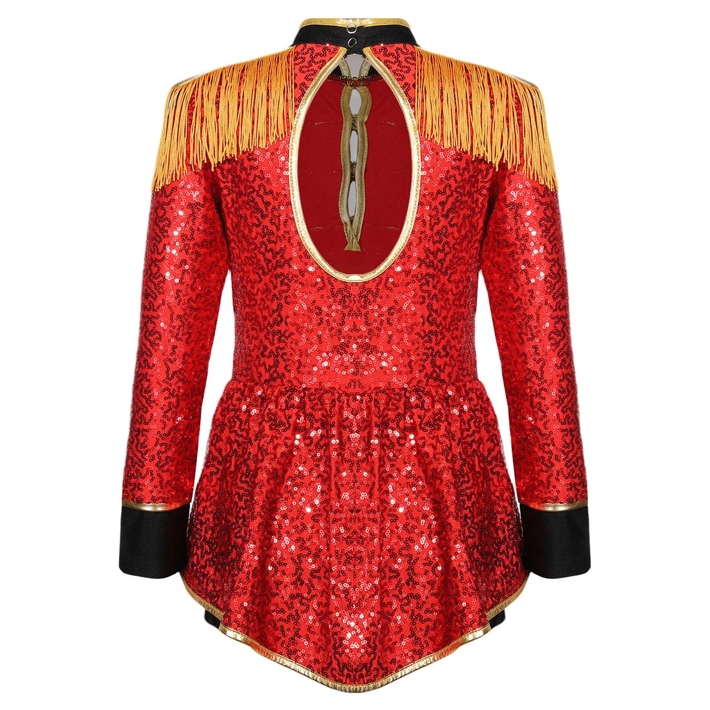 Moggemol Girls Sequin Ringmaster Bodysuit Long Sleeve Circus Costume
