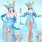 Anime Vaporeon Cosplay Costume Women's Sexy Bodysuit Tail Suit One-Piece Swimsuit Bathing suit Halloween Carnival Party Clothes