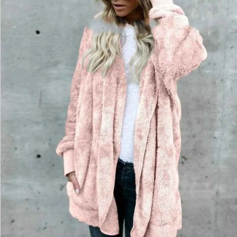 12 Colors Fleece Sweatshirt Long Cardigans Autumn Winter Female Long Sleeve Double Side Wear Flurry Loose Hoodie Coats Outwear