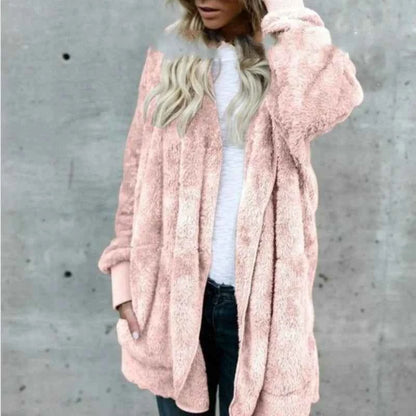 12 Colors Fleece Sweatshirt Long Cardigans Autumn Winter Female Long Sleeve Double Side Wear Flurry Loose Hoodie Coats Outwear