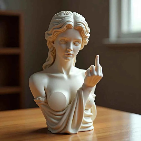 Vienna Goddess Statue With Vertical Middle Finger Resin Craftsmanship 3d Mocking Goddess Ornament For Home Decor