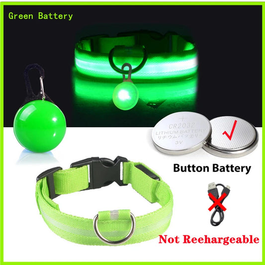 Usb Charging Glowing Dog Collar With Pendant Detachable Luxury Led Light Bright For Small Dogs Cat Night Safety Collar Wholesale SS69 8.69 Green Button Battery / XS Neck 28-38 CM / CHINA