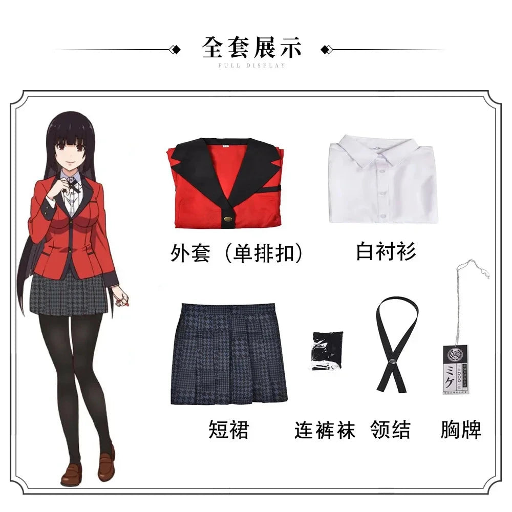 Anime Kakegurui Yomotsuki Runa Cosplay Costume JK School Girl Yumeko kishima Jacket Hoodie Coat Halloween Carnival Outfit SS69 58.69 1-Costume Shirt / S / Kakegurui