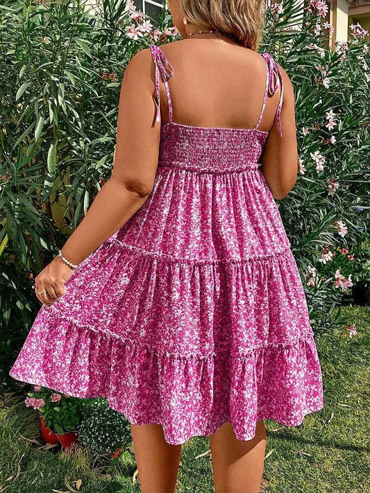 Plus Size 2025 Summer New Women's Halter Backless Hollow Out Short Sleeve Dress Bohemian Mini Floral Dress Best of Summer