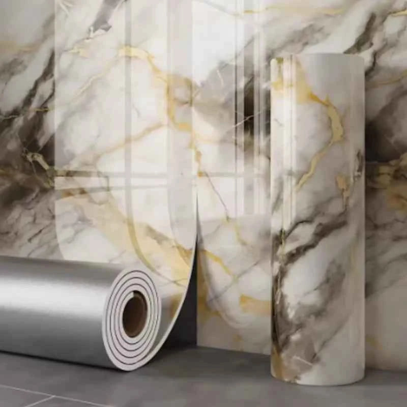 1 Roll Marble Thick Foam Bedroom Wallpaper Imitation Tile Self-Adhesive Bathroom Waterproof Wall Sticker Living Room Decoration