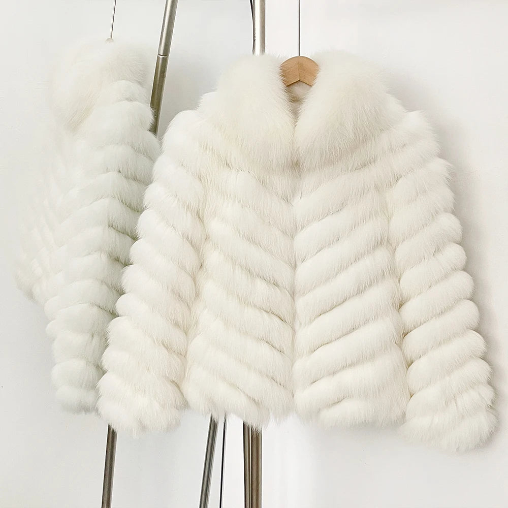 OFTBUY Women's Real Fox Fur Coat - Thick Warm Winter Jacket