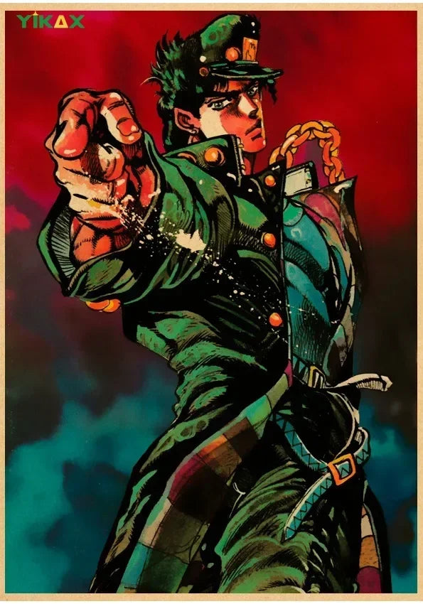 JOJO Retro Kraft Paper Anime JoJo's Bizarre Adventure Posters Decoration Pictures Room Wall Kawaii Bedroom Decoration Home