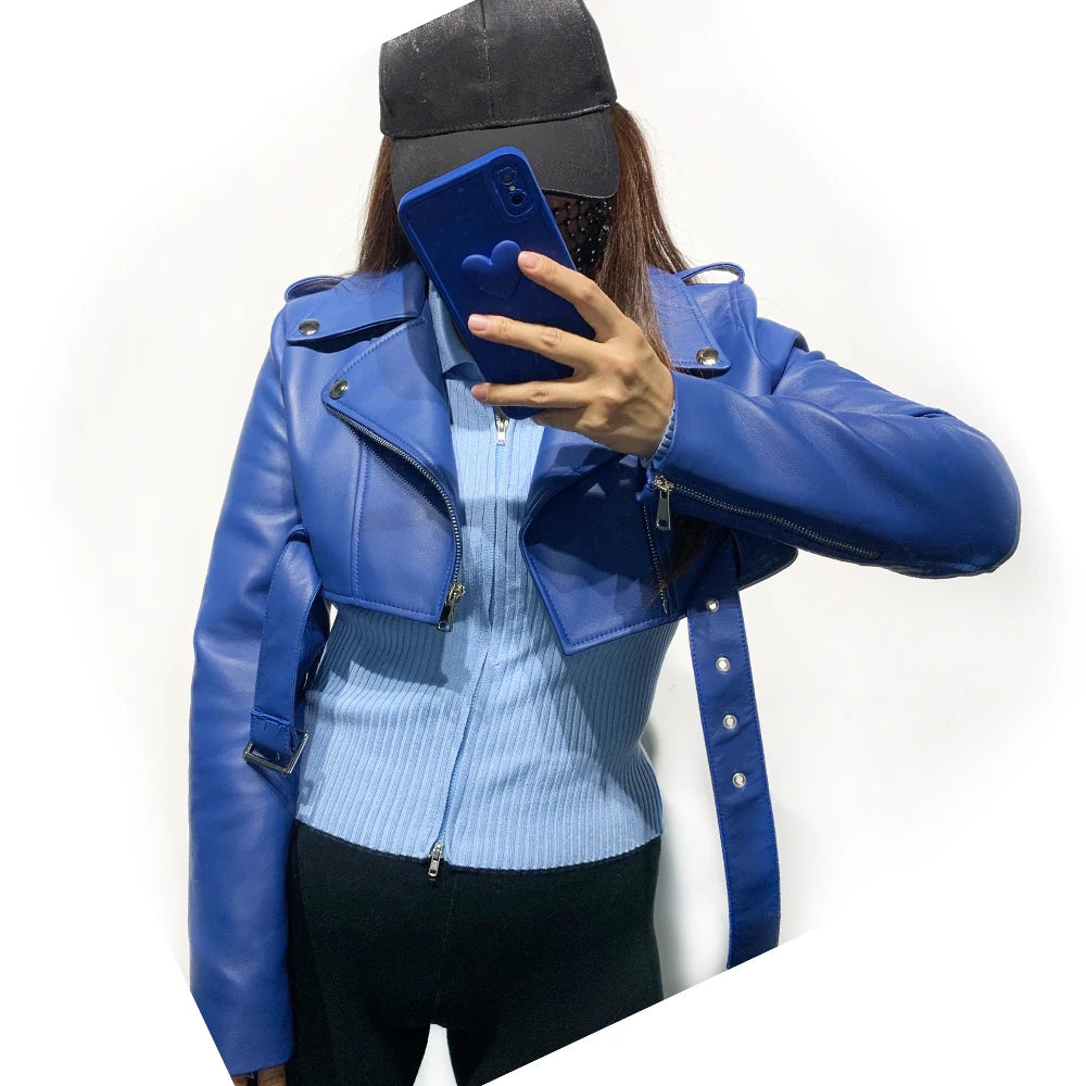 GO BALLISTIC Women's Sheepskin Leather Jacket - Short, Colorful