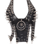 Goth Top Y2K Clothes Women's Tanks Emo Clothing Gothic Boho Tops with Spikes Punk Rock Teens Festival Spiked Bra Grunge T Shirt
