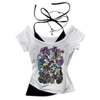 Jojo Bizarre Adventure crop top Aesthetic babydoll Streetwear shoujo girl style Fairy vintage  cropped harajuku woman t-shirt