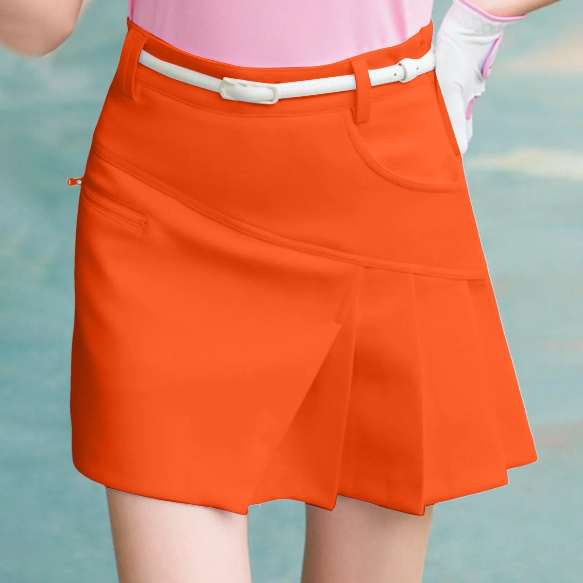 Asymmetrical Tenis Skirt For Women Side Zipper Up Bodycon Golf Wrapped Skirt Aesthetic Solid Color High Waist Korean Y2k Skirt SS69 22.69 Orange / XL / United States