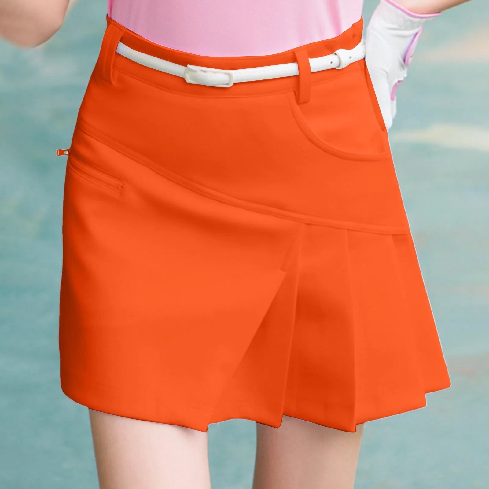 Asymmetrical Tenis Skirt For Women Side Zipper Up Bodycon Golf Wrapped Skirt Aesthetic Solid Color High Waist Korean Y2k Skirt SS69 22.69 Orange / XL / United States