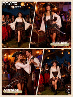 Women's Renaissance Pirate Costume Set with Skirt and Corset
