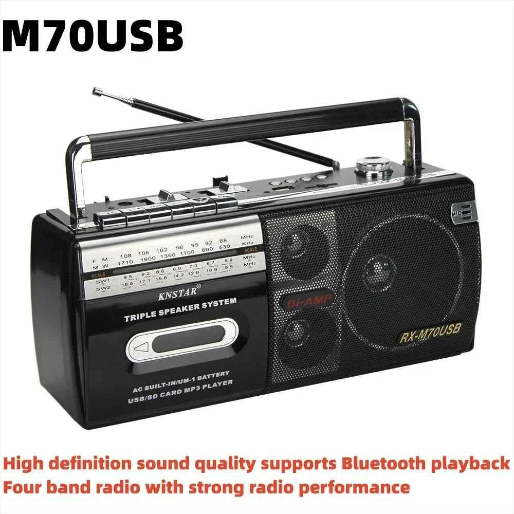Retro Portable Old-fashioned Nostalgic Cassette Tape Recorder Elderly FM Radio Speaker Caixa De Som Bluetooth Audio Mp3 Player