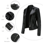 2025 Steampunk Rock Rivet Women's Leather Jacket Slim Short Streetwear Gothic Embroidery PU Leather Locomotive Coat Femme SS69