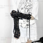 Japanese lolita lace long arm sleeve sweet cool girls lace-up mesh bandage white black arm warmers gloves SS69