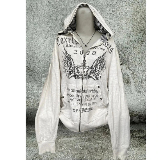 ey Zipper Hoodie ex Loose Lazy Sle High Street Retro American Letter Print Long Sve Sweatirt Autumn Winter Coat SS69