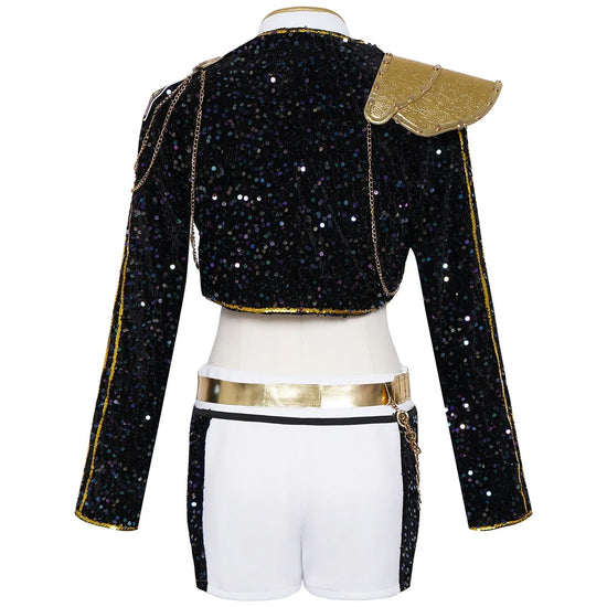 Kids Rumi Zoey Mira Cosplay KPop Demon Hunters Costume Women Girls Black Golden Suit Saja Boys Halloween Role Playing Outfits