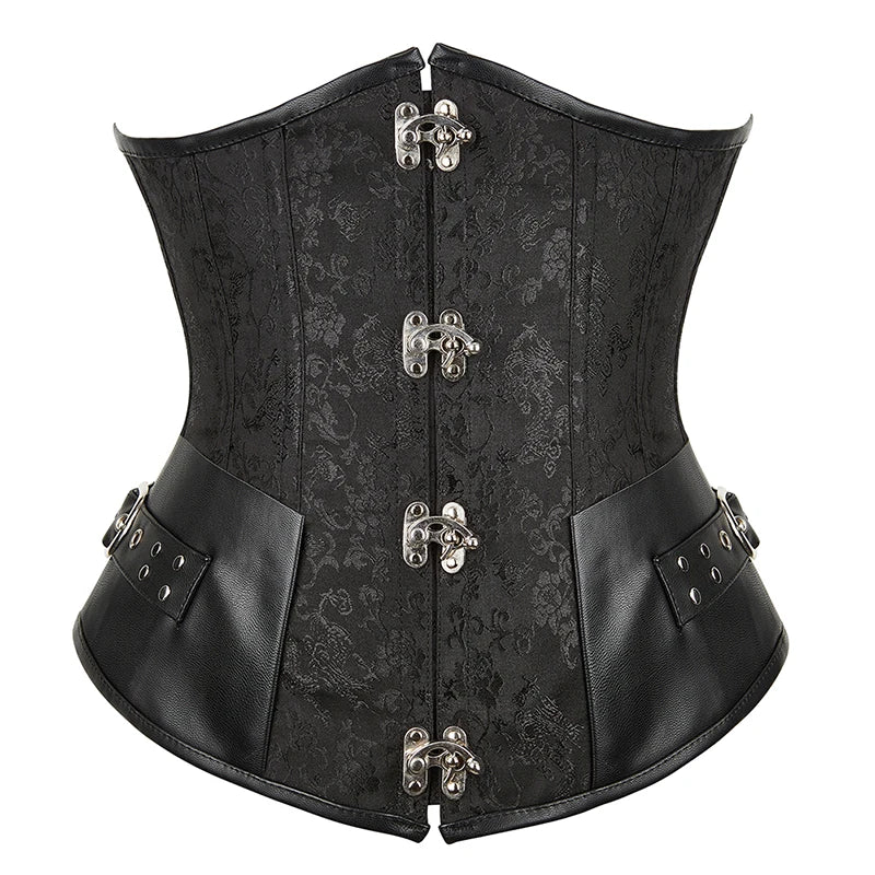 Women's Jacquard Underbust Corset Belt with Lace-Up Front