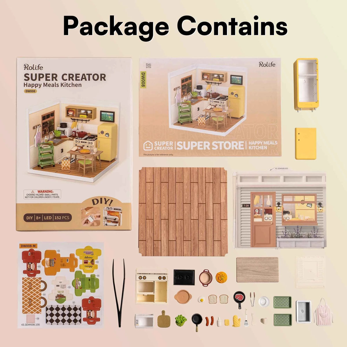 Robotime Rolife 3D Puzzle Model Super Store Series Happy Meals Kitchen Plastic DIY Miniature House Kit Building Blocks Kits