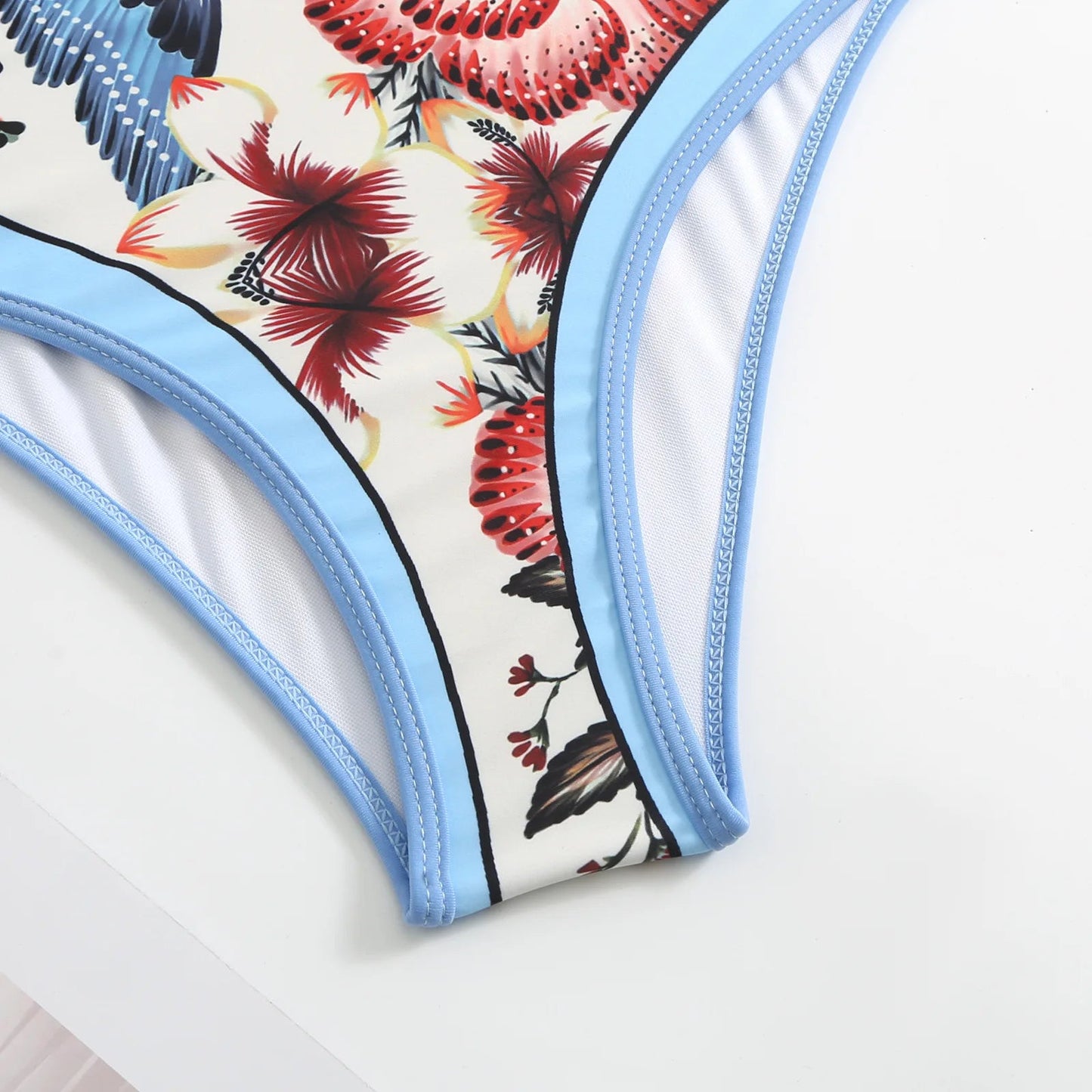 2023 New Arrival Push Up Women Bikini Set Floral Printed Ruffle Bikinis Strappy Bandage Swimwear Brazilian Biquini Bathing Suit SS69