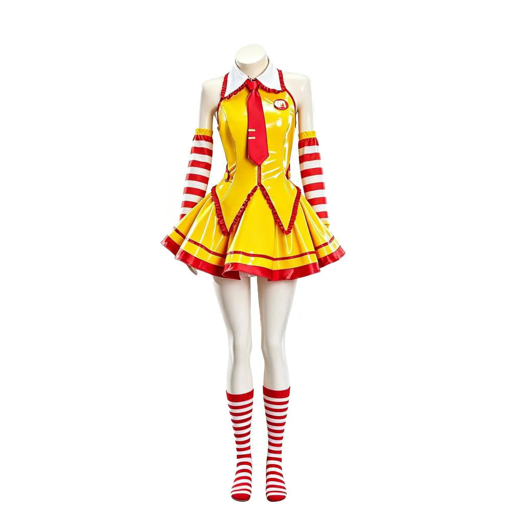 Anime Restaurant Waiter Uniform Virtual Idol Dress Cosplay Red Yellow Dress Woman Adult Stage Uniform Halloween Party