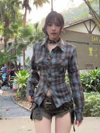 2025 Spring Summer Women Y2k Design Harajuku Shirts Long Sleeve Aesthetic Tops Backless Blouses Design Grunge New Goblin Core SS69