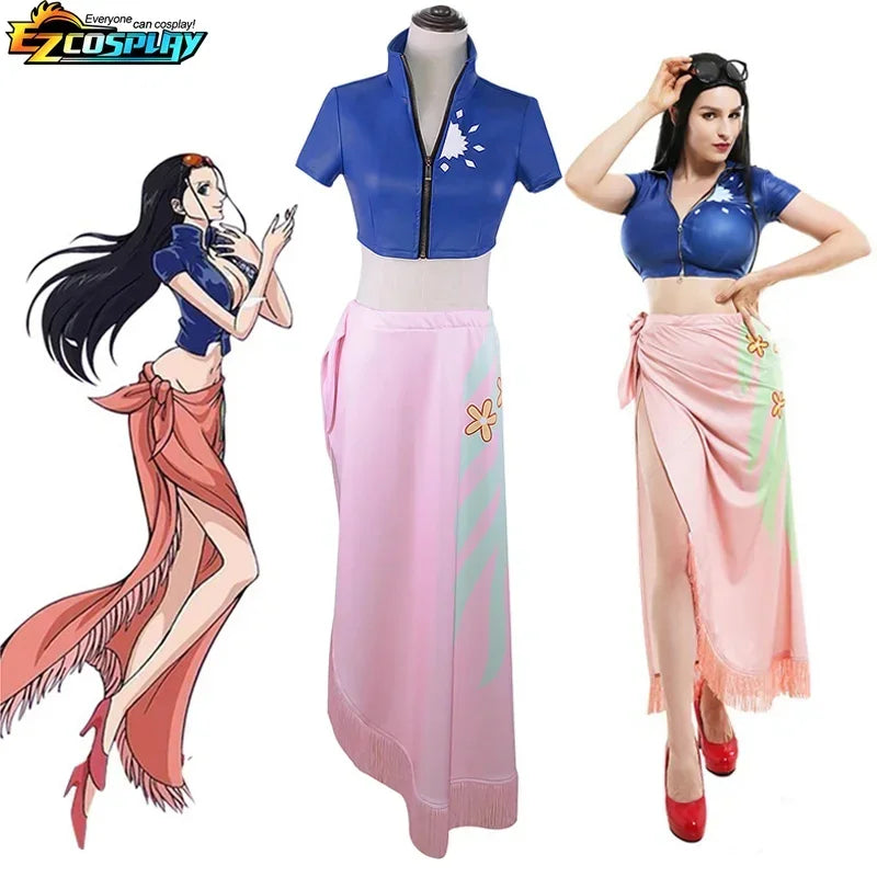 Nico Robin Cosplay Costume Top and Wrap Skirfor Women One Piece Anime Nico Robin Outfit Dress SS69