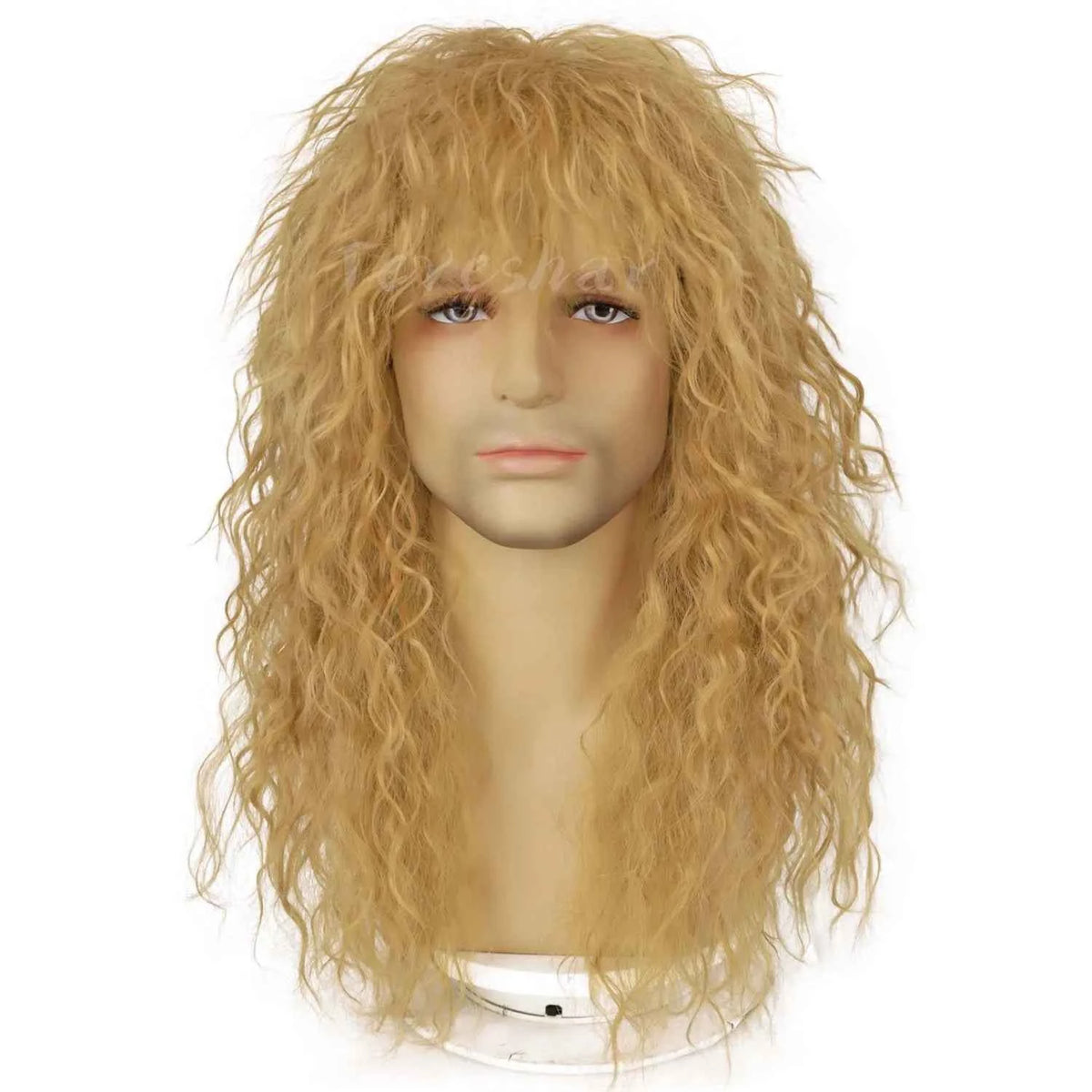 Synthetic Men’s 80s Brown Mullet Wigs Male Hair Punk Metal Rocker Wig,Eddie Costume Wig for Halloween Party Use,Multi-colore wig