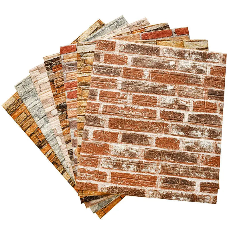 3D Foam Brick Wall Stickers, Waterproof Peel & Stick Panels 70x77cm