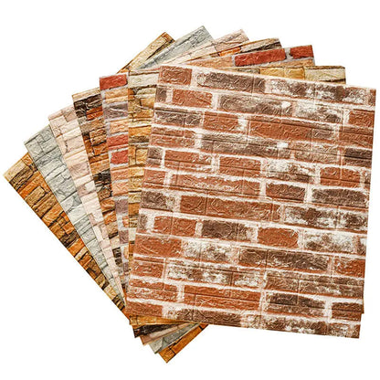 DZQ 3D Foam Brick Wall Stickers, Waterproof Self-Adhesive Wall Panels 70x77cm