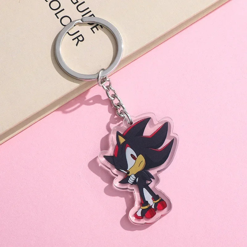6pcs Sonic The Hedgehog Cosplay Acrylic Keychain Cartoon Anime Cute Backpack Pendant Decoration Kawaii Car Keyring Kids Toy Gift SS69