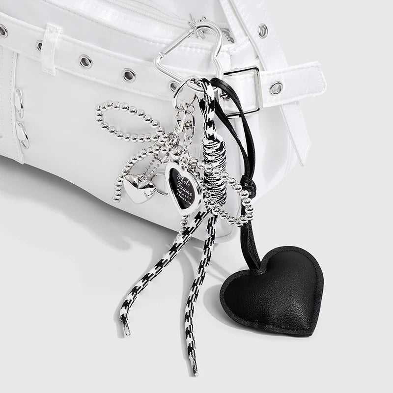 Luxury Charm Tassel Love Heart Pendant Handmade Creative Bowknot Keychain Cute Glossy Pendant Keychain Bag Accessories SS69