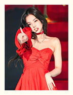 Jennie Stage Red Dress Cosplay Costume for Women