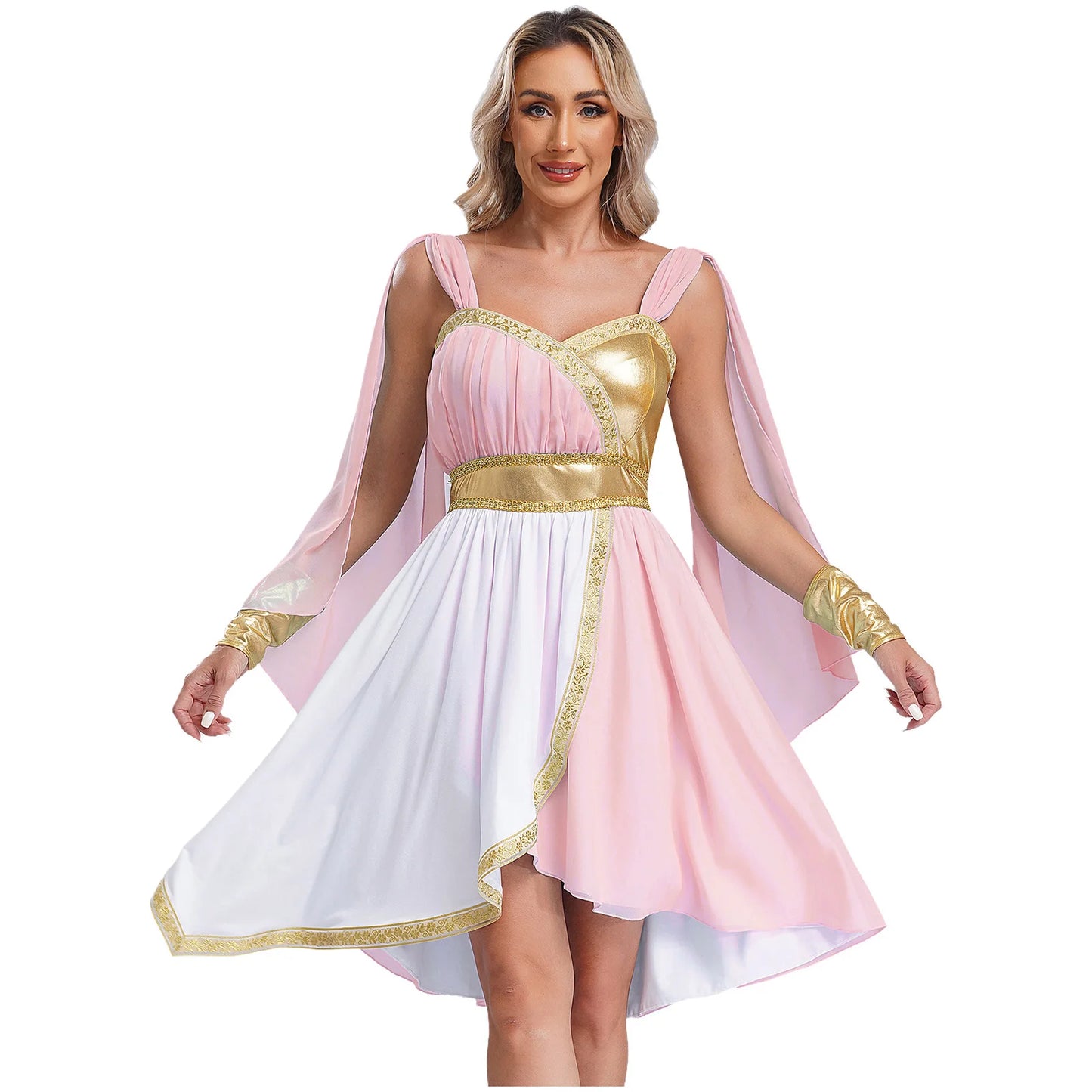 SS69 Women Ancient Greek Goddess Cosplay Costume Chiffon Sleeveless Dress