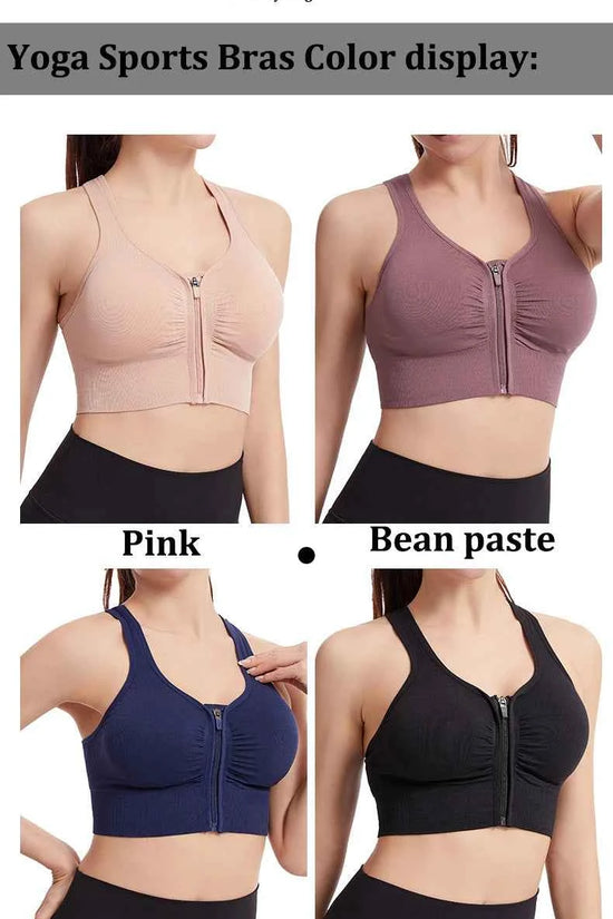 CZGUKE Women's zipper sports bra vest plus size shock resistant bra women's yoga running fitness bra women's underwear